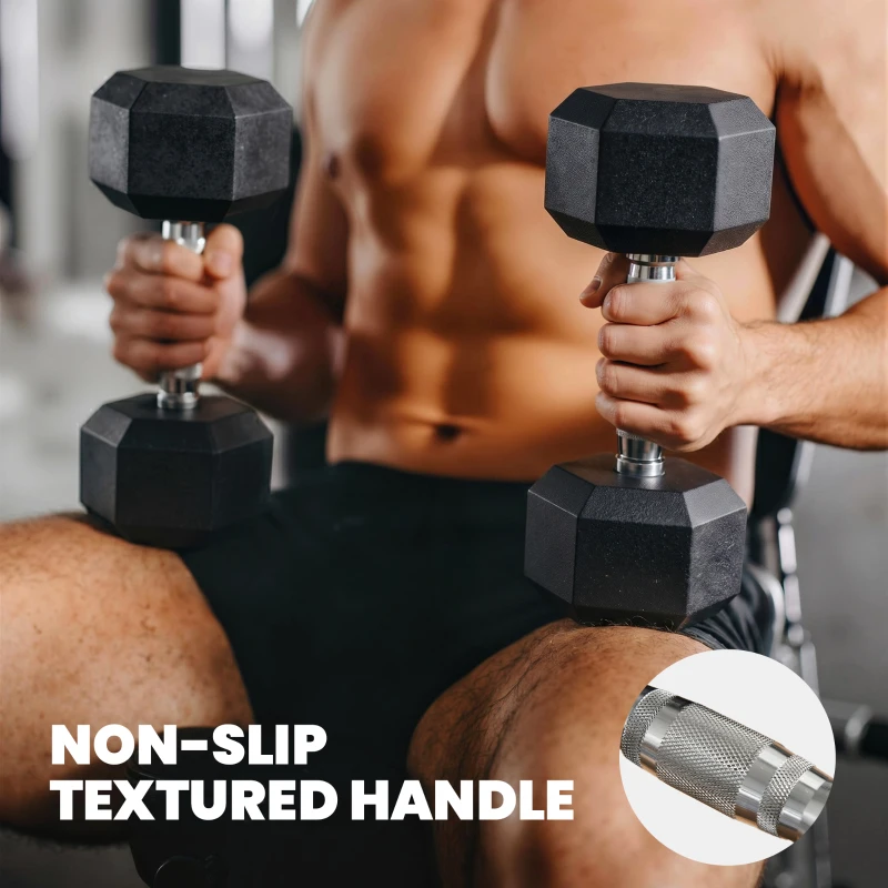Soozier Hex Dumbbell Weight Set with Vertical Rack, 120lbs Rubber-Coated Dumbbells with Non-Slip Handles