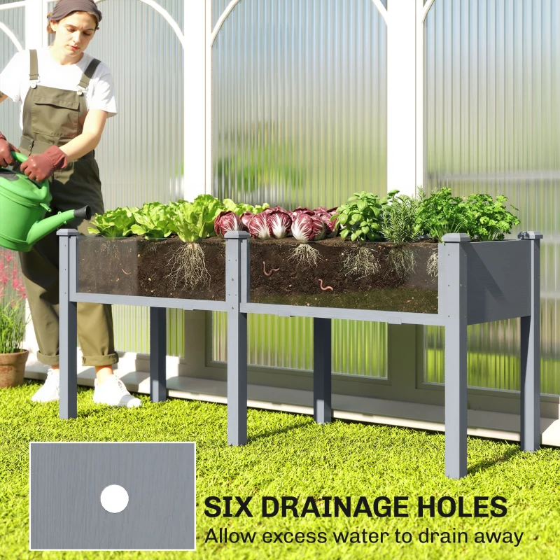 Outsunny Wooden Raised Garden Bed with Legs, 72" x 23" x 30" Elevated Outdoor Planter Box with 6 Drainage Holes