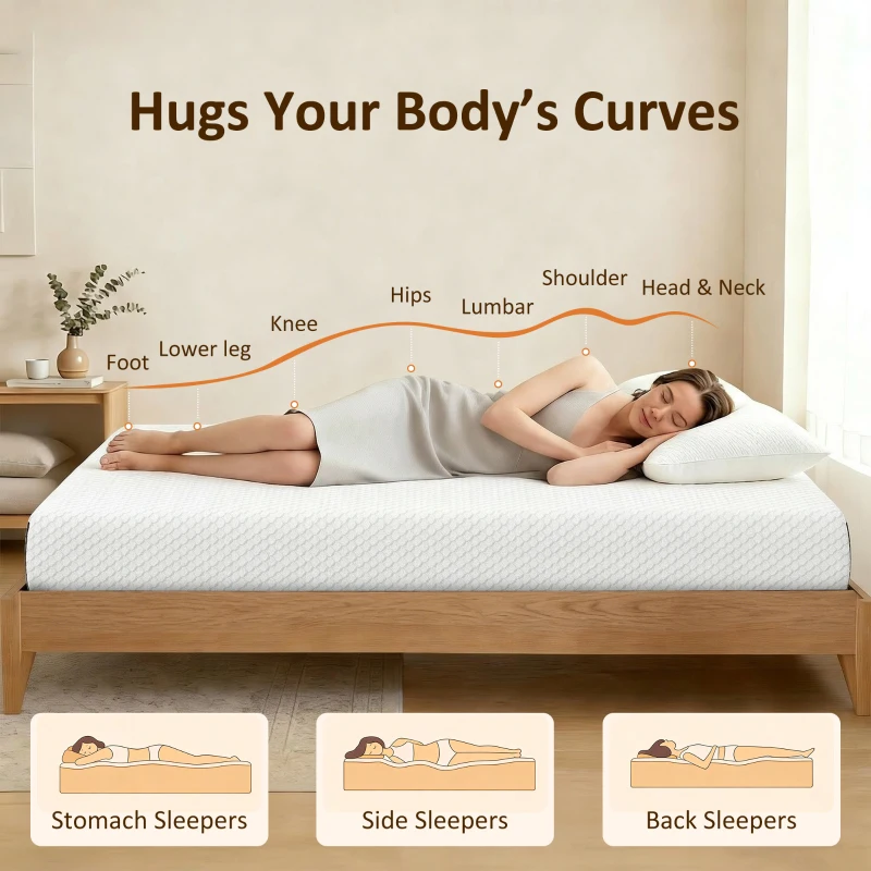 HOMCOM Twin Mattress 8 Inch Memory Foam Mattress in a Box, Pressure Relief & Lumbar Support, CertiPUR-US Certified, Medium Firm