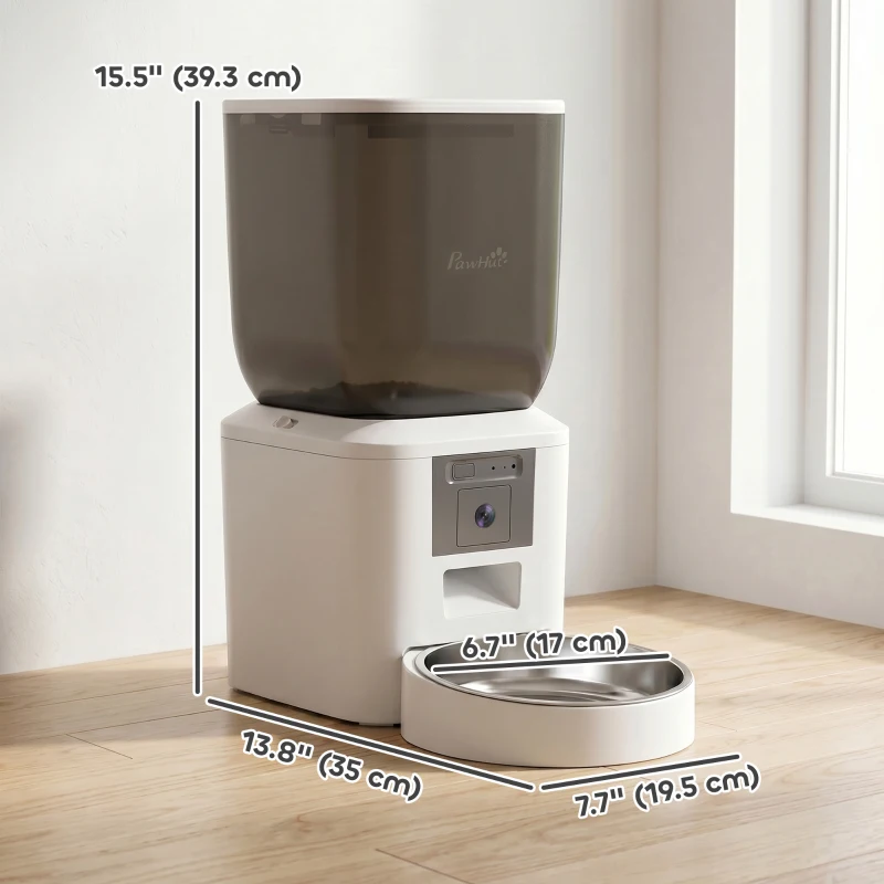 PawHut Automatic Cat Feeder with Camera, 2.4G WiFi, APP Control 8L Pet Feeder 1-10 Meals with 2-Way Audio, Dual Power Supply