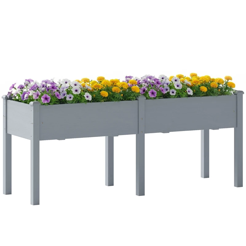 Outsunny Wooden Raised Garden Bed with Legs, 72" x 23" x 30" Elevated Outdoor Planter Box with 6 Drainage Holes