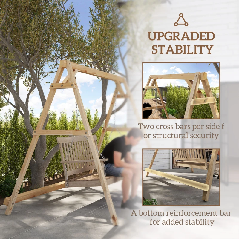 Outsunny 770lbs Porch Swing Frame, Heavy Duty A-Frame Hanging Chair Stand Only with Reinforced Bars for Porch, Garden, Backyard