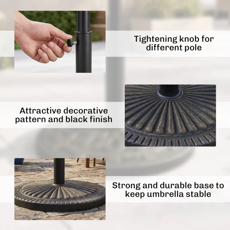 Outsunny 31 lbs Resin Round Market Umbrella Base Holder 19" Decorative Parasol Stand for Patio, Outdoor, Backyard, Bronze