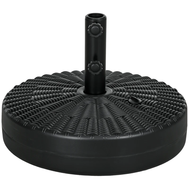 Outsunny Umbrella Base, Heavy Duty Fillable Base Holder with Steel Pole, Round Parasol Stand for Patio, Outdoor, Backyard, Black