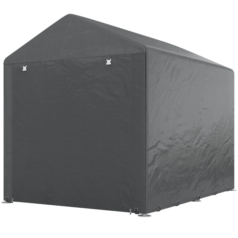 Outsunny Portable Bicycle Shed with Galvanised Steel Frame and Large Door, Waterproof Outdoor Shed for Garden Tools, Dark Grey