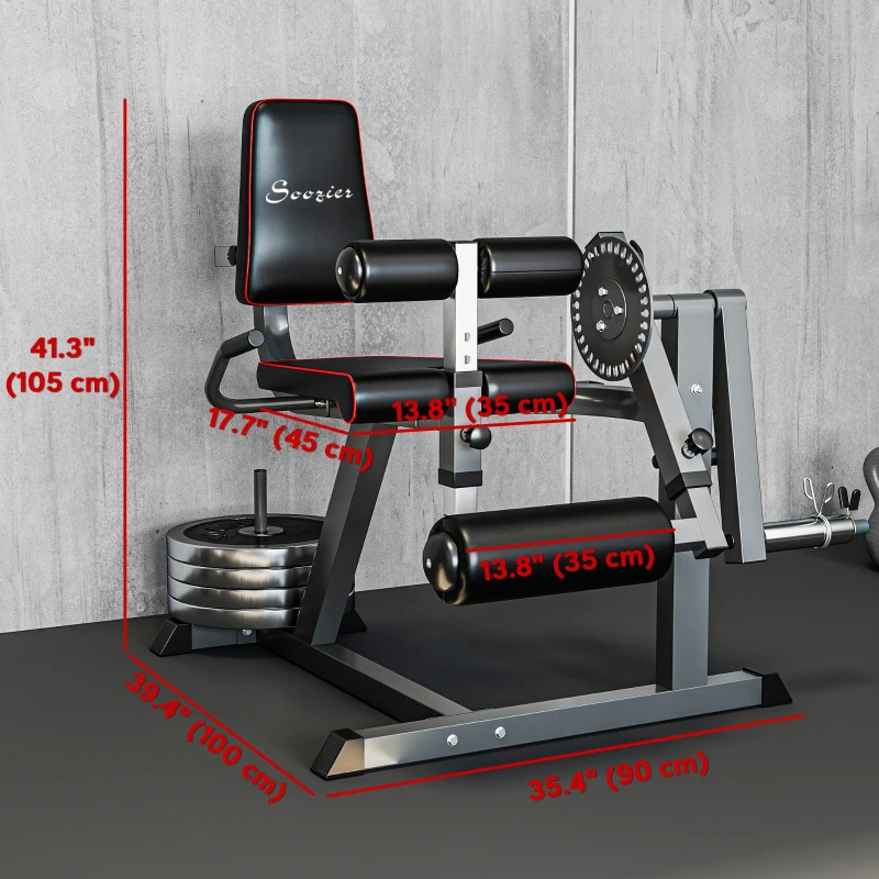 Soozier Leg Extension Machine Adjustable Leg Extension and Curl Machine with Plate Loaded for Leg Extension