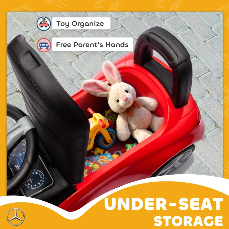 Qaba Mercedes-Benz C-Class Licensed Kids Ride On Car, Foot-to-Floor Toy with Anti-Tip Design, Horn & Start Sound, Red