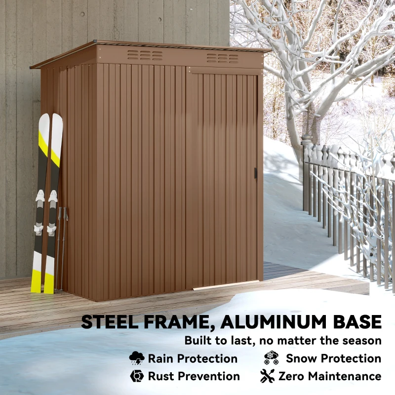 Outsunny 5.2' x 3.5' Outdoor Storage Shed, Easy to Assemble Metal Garden Shed, for Backyard, Lawn, Patio, Light Brown