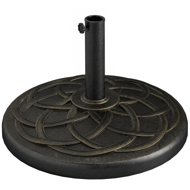 Outsunny 42 lbs Resin Round Market Umbrella Base Holder 22" Decorative Parasol Stand for Patio, Outdoor, Backyard, Bronze