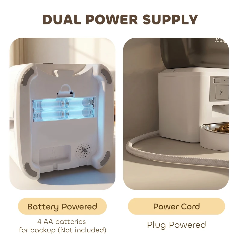 PawHut Automatic Cat Feeder with Camera, 2.4G WiFi, APP Control 8L Pet Feeder 1-10 Meals with 2-Way Audio, Dual Power Supply