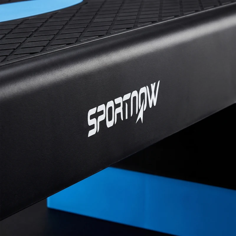 Soozier Aerobic Exercise Step Platform, 4"/6"/8" Adjustable Aerobic Stepper with Risers, Workout Stepper for Home Gym, Blue