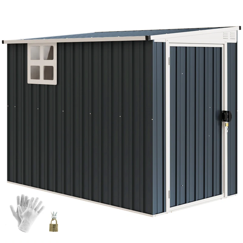 Outsunny 4' x 8' Outdoor Storage Shed, Metal Garden Shed with Window, 2 Vents and Lockable Door for Backyard, Garden, Patio