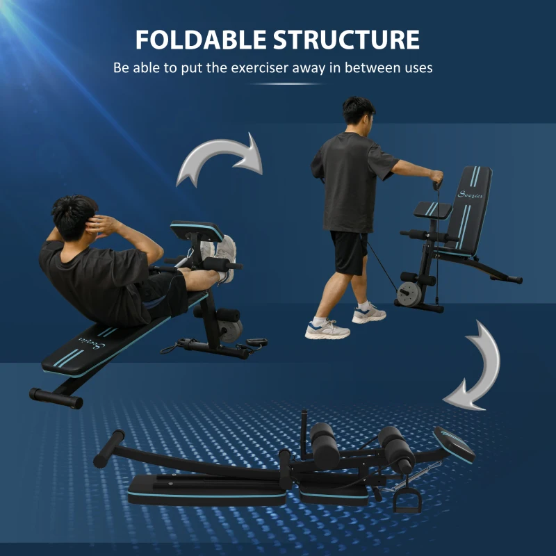 Soozier Foldable Press Bench Adjustable Dumbbell, Weight Training Bench Exercises Gym Chair, Black & Blue