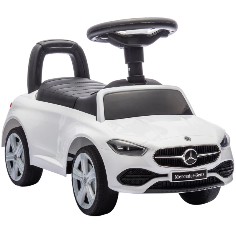 Qaba Mercedes-Benz C-Class Licensed Kids Ride On Car, Foot-to-Floor Toy with Anti-Tip Design, Horn & Start Sound, White