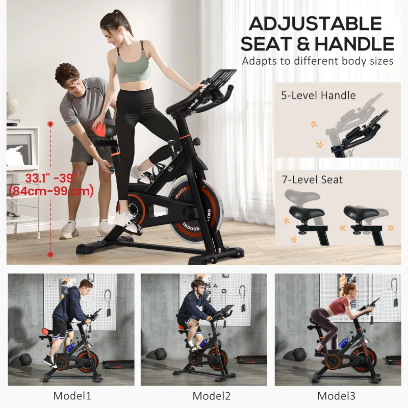 Soozier Adjustable Upright Stationary Exercise Bike w/ LCD Display, Indoor Cycling Bike for Home w/ Adjustable Resistance, Red