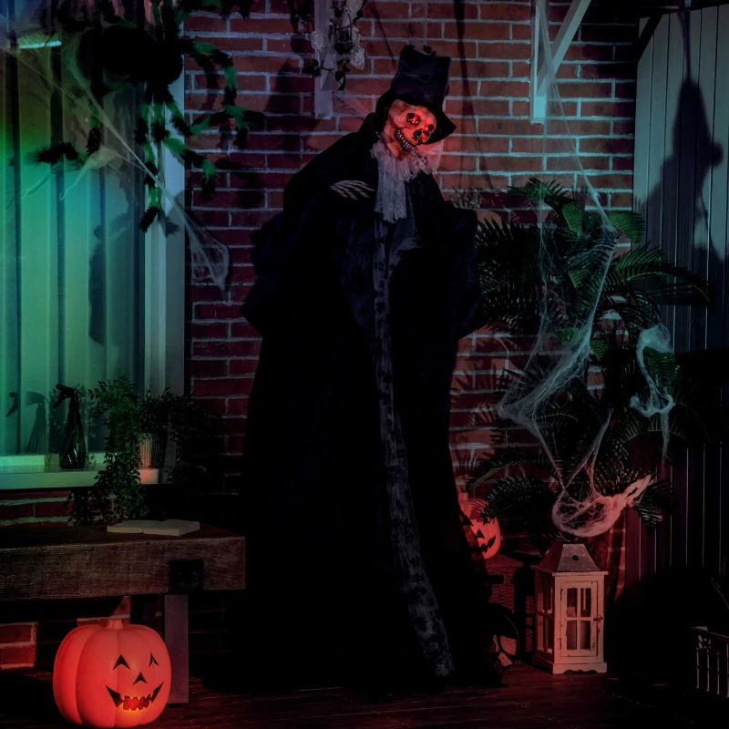 Outsunny 6FT Life Size Halloween Animatronics, Animated Grim Reaper Groom with Sound Motion Activated & Light Up Eyes