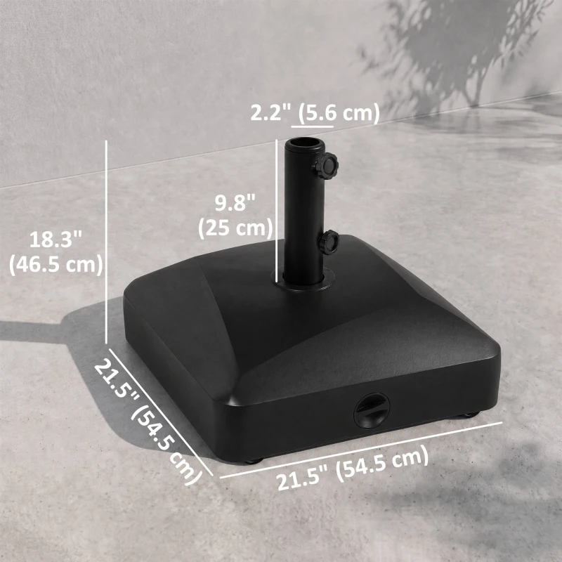 Outsunny Filled Patio Umbrella Base with Wheels, 132 lb Heavy Duty Market Umbrella Stand for Outdoor, Garden, Backyard, Black