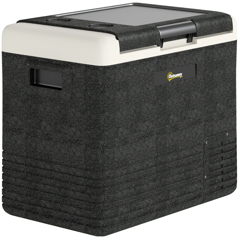 Outsunny 12 Volt Car Refrigerator, 53QT Car Fridge Electric Cooler, 12/24V DC and 100-240V AC, -4-68 ℉, Portable Refrigerator