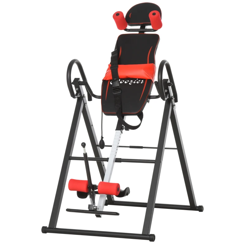 Soozier Folding Inversion Table, 20°/40°/60° Adjustable, with Safety Belt and Waist Pad for Back Pain Relief