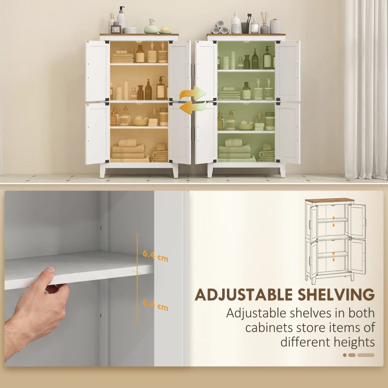 HOMCOM Farmhouse Bathroom Storage Cabinet, Bathroom Floor Cabinet with Barn Doors and Adjustable Shelves, White