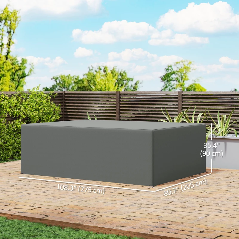 Outsunny Patio Furniture Covers, Waterproof, Windproof Anti-UV 600D Heavy Duty Oxford Fabric Outdoor Furniture Cover for Dining Table Chair Set, 108" x 80" x 35", Charcoal Grey
