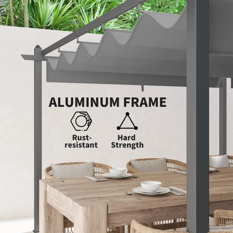 Outsunny 11.7' x 19.6' Retractable Pergola Canopy, Aluminum Pergola for Grill, Patio, Garden, Deck