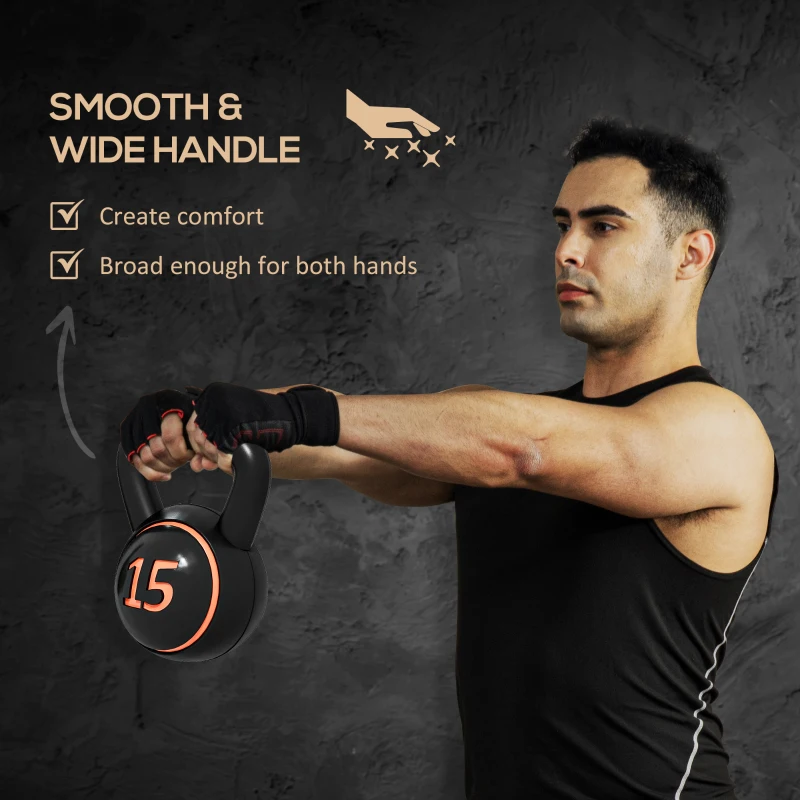 Soozier Three-Piece Kettlebell Set Weights with Storage Stand for Home Gym Weight Lifting Training, 5lbs, 10lbs, 15lbs (2.2kg, 4.5kg, 6.8kg)