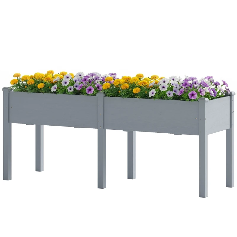 Outsunny Wooden Raised Garden Bed with Legs, 72" x 23" x 30" Elevated Outdoor Planter Box with 6 Drainage Holes