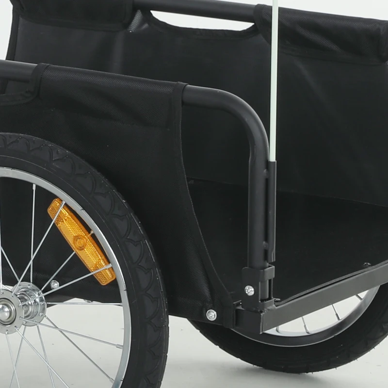 Soozier Bike Cargo Trailer, Bicycle Trailer Wagon Cart with Quick Release 16" Pneumatic Wheels, Red Flag