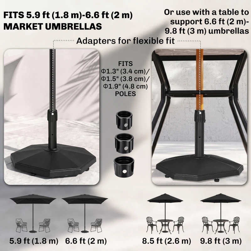Outsunny 48lbs Concrete Square Patio Umbrella Base Weight, Outdoor Umbrella Stand Holder for Lawn, Deck, Backyard, Garden, Black