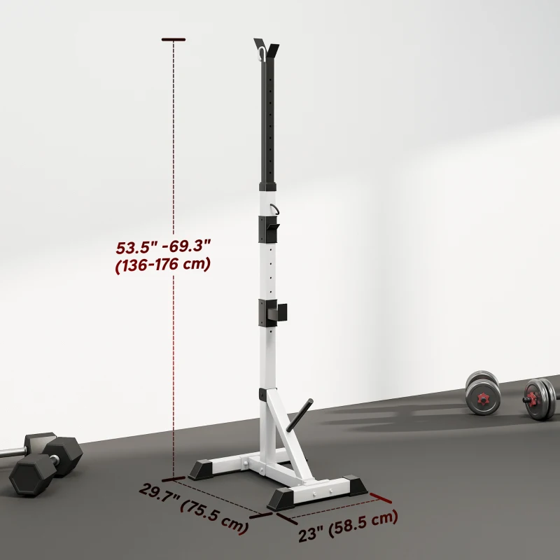 Soozier 2-Piece Barbell Rack, 53.5"-69.3" Height Adjustable Squat Rack Bench Press Rack, 440LBS Capacity
