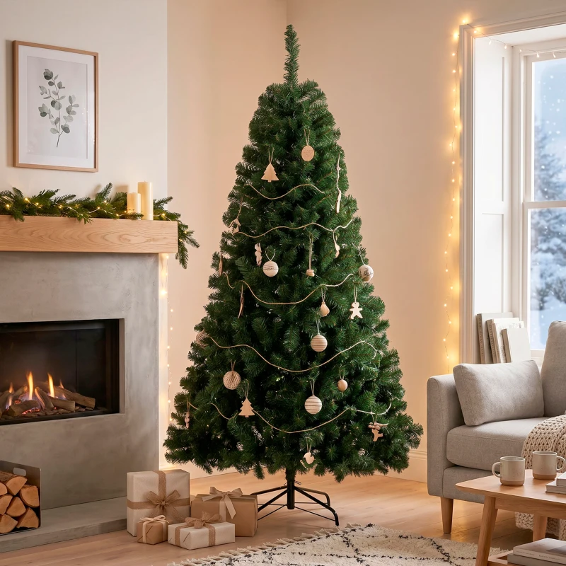HOMCOM 6 ft Artificial Christmas Tree, Norway Spruce Tree, Hinged Xmas Tree with Metal Stand