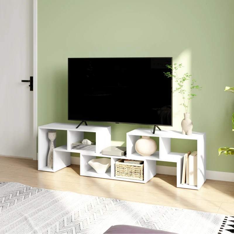 HOMCOM TV Stand for TVs up to 75", 3-Piece Modular TV Console with Open Storage Shelves, White