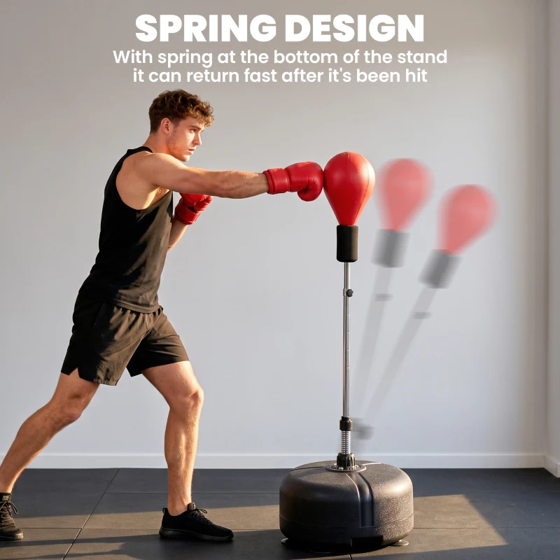 Soozier Adjustable Height Free Standing Boxing Bag Set with 6 Suction Cups and Boxing Gloves, for Exercise Training