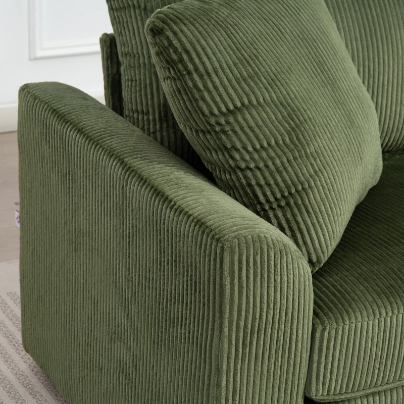 HOMCOM 3 Seater Sofa, 83.5" Modern Upholstered Couch with Pocket Spring and 2 Scatter Cushions for Living Room, Green