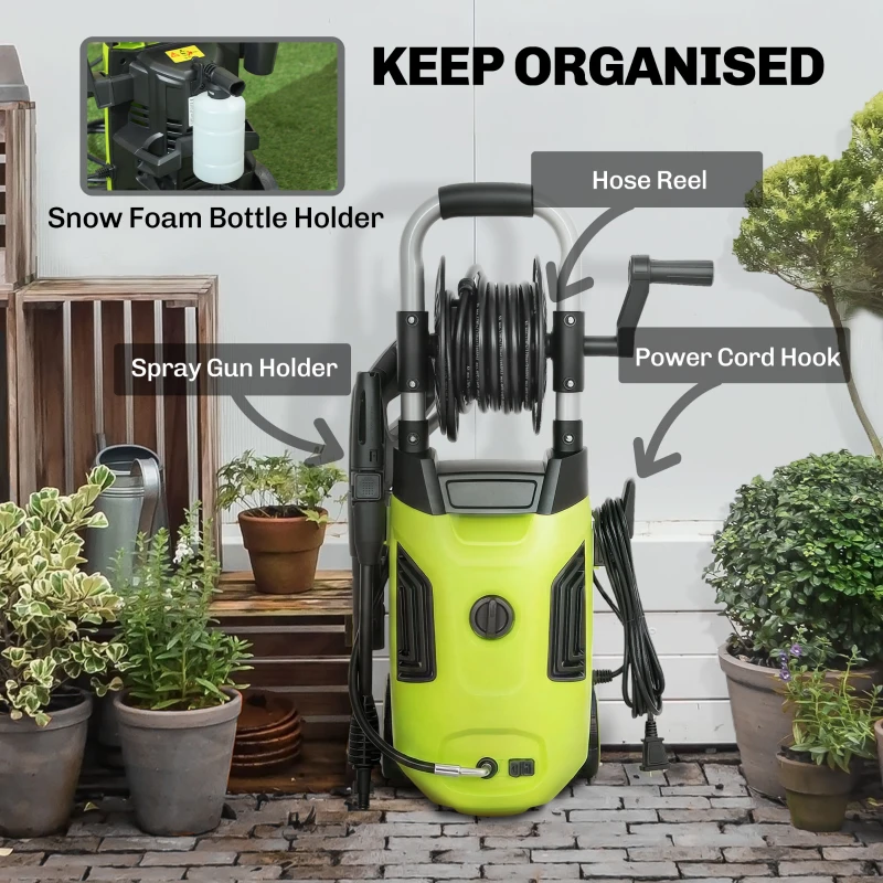 Outsunny Electric Pressure Washer, 2176 PSI High Pressure Washer with 20 ft Outlet Hose, Adjustable Nozzle, 1.9GPM Power Washer