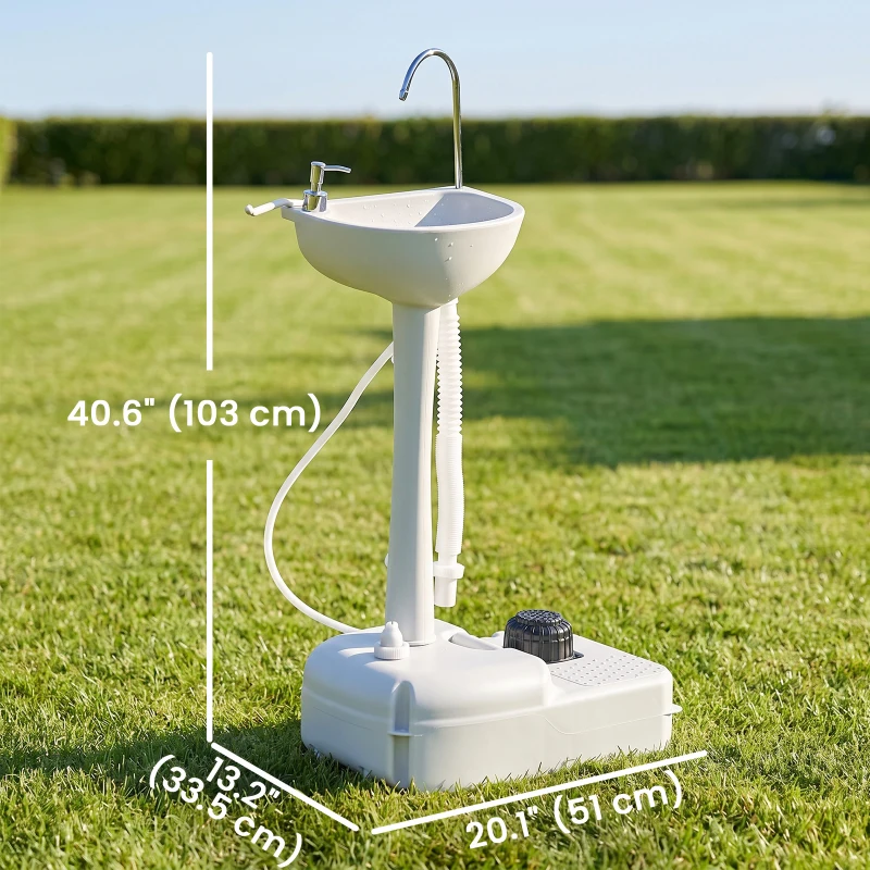 kleankin Portable Camping Sink Hand Wash Station with 17L Water Tank, Soap Dispenser and Towel Holder, for Outdoor Events
