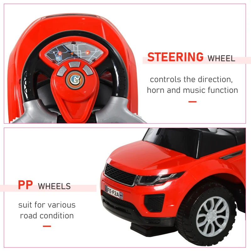Aosom 3 in 1 Kid Ride on Push Car, Toddlers Sliding Walking Car, with Horn, Under Seat Storage, for 18-36 Months, Red