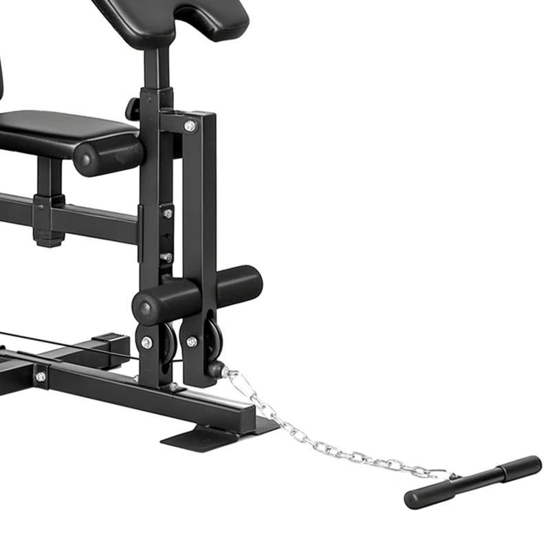 Soozier All-in-One Multi Home Gym Machine Workout Station with Weight Stack and Pulley System for Full Body Training, Black