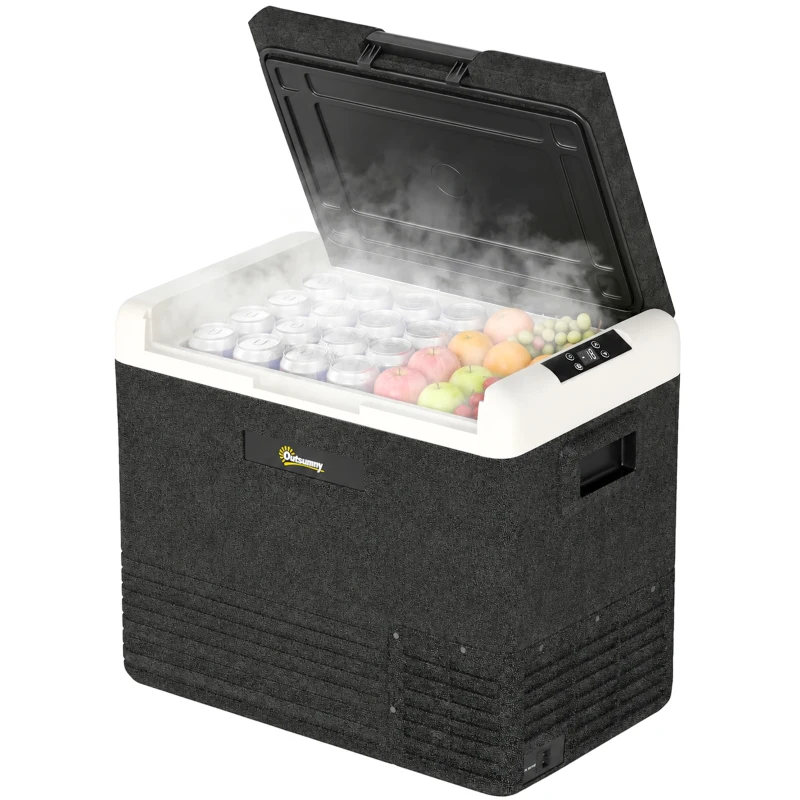 Outsunny 12 Volt Car Refrigerator, 53QT Car Fridge Electric Cooler, 12/24V DC and 100-240V AC, -4-68 ℉, Portable Refrigerator