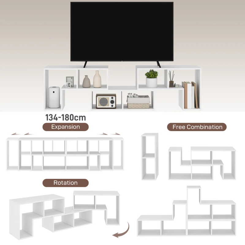 HOMCOM TV Stand for TVs up to 75", 3-Piece Modular TV Console with Open Storage Shelves, White