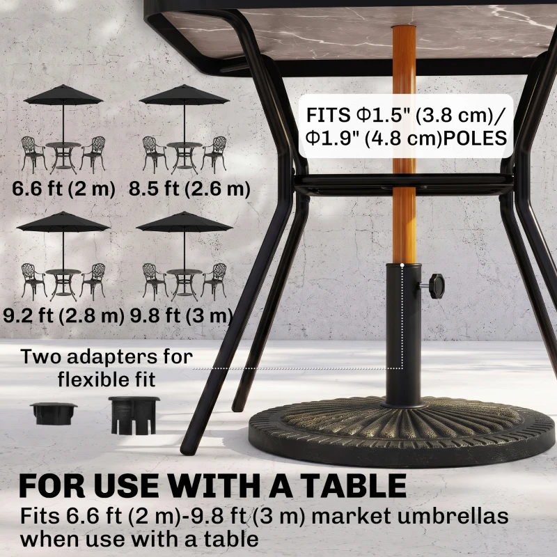 Outsunny 31 lbs Resin Round Market Umbrella Base Holder 19" Decorative Parasol Stand for Patio, Outdoor, Backyard, Bronze