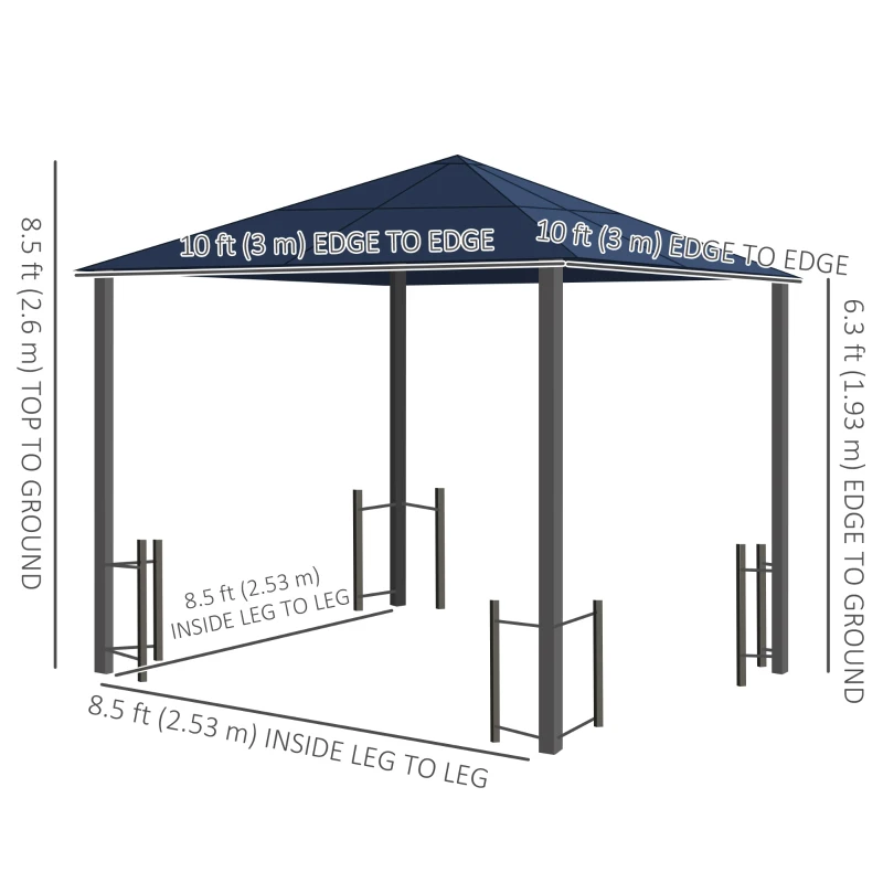 Outsunny 10' x 10' Hardtop Gazebo with PC Board Roof and Aluminum Frame, Patio Gazebo with Curtains and Netting for Party Wedding Marquee Tent, Black