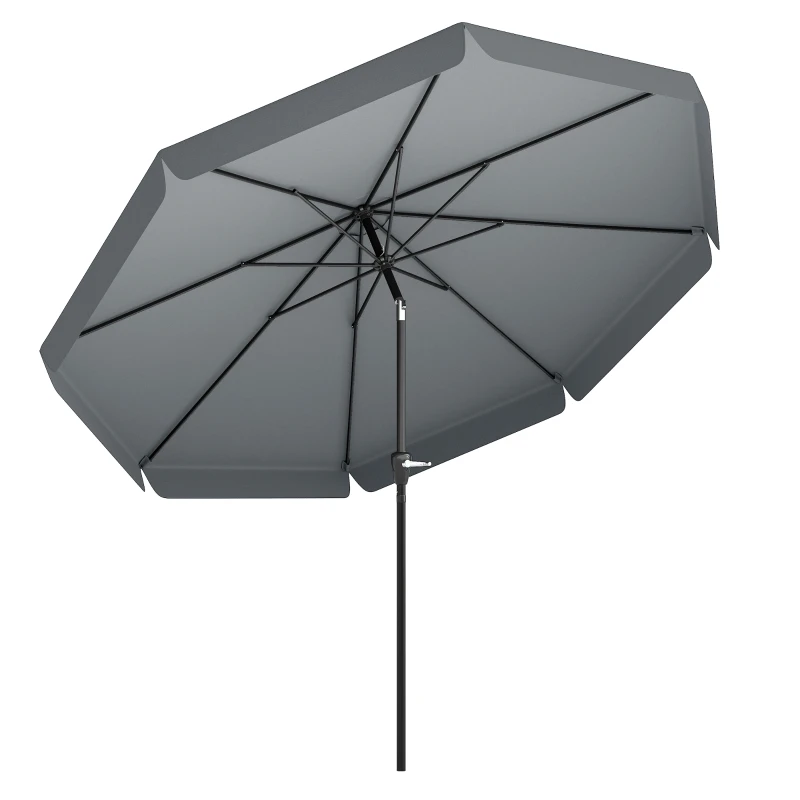 Outsunny 8.5 ft Outdoor Market Table Umbrella, Round Patio Umbrella with Tilt and Crank for Garden, Backyard, Deck, Dark Grey
