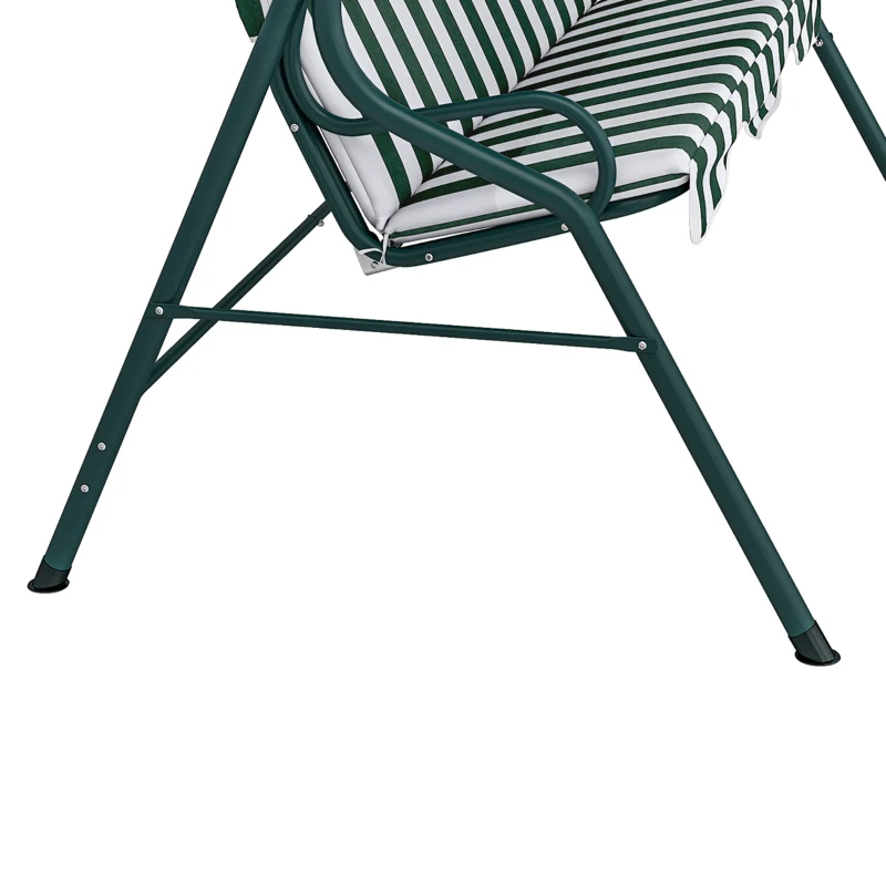 Outsunny Outdoor Porch Swing with Adjustable Canopy, 3-Seater Patio Swing Chair with Cushion, Green