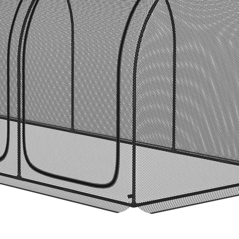 Outsunny 9' x 4' Crop Cage, Garden Plant Protector, with 3 Zippered Doors and 4 Ground Stakes, for Garden, Yard, Lawn, Black