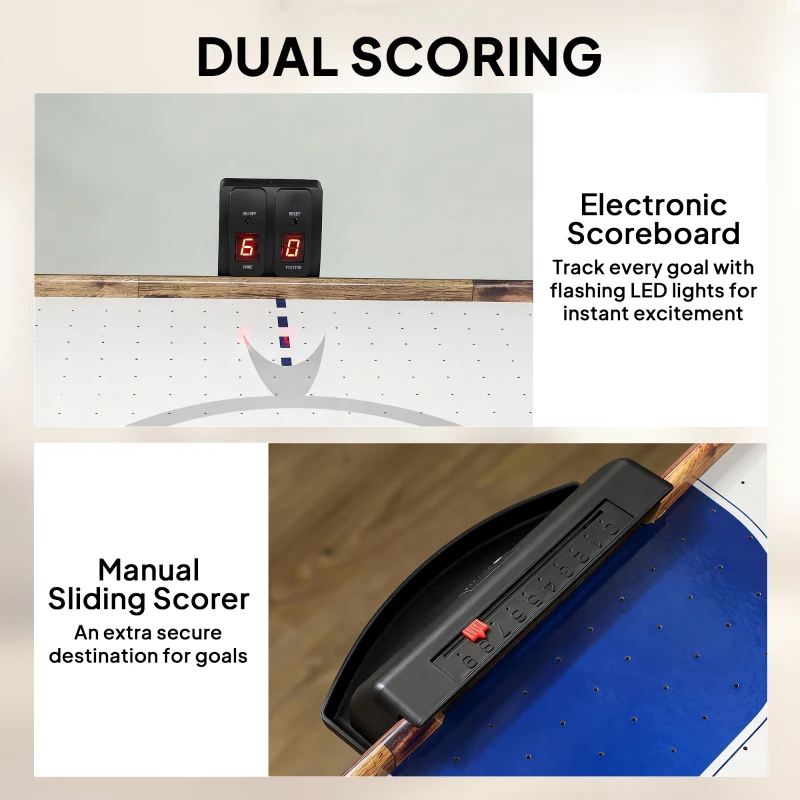 Soozier 61" Air Hockey Table, Arcade Game Table with LED Scoreboard and Manual Scorers, Pushers, Pucks