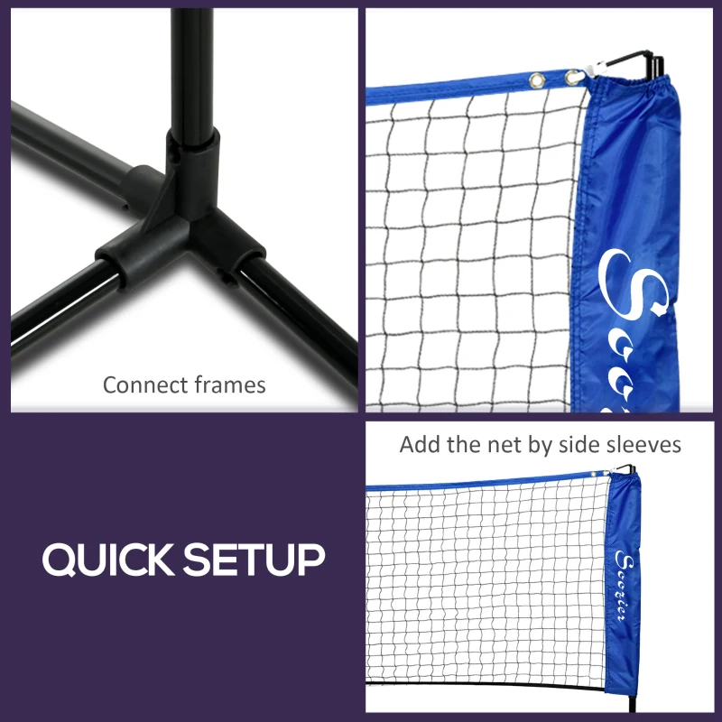 Soozier 10ft Badminton Net, Height Adjustable Outdoor Sports Net with Carry Bag, for Tennis, Pickleball and Volleyball, Blue