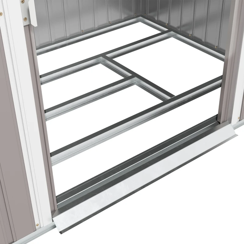 Outsunny 7' x 4' Galvanised Steel Garden Shed, with Foundation Kit - Grey