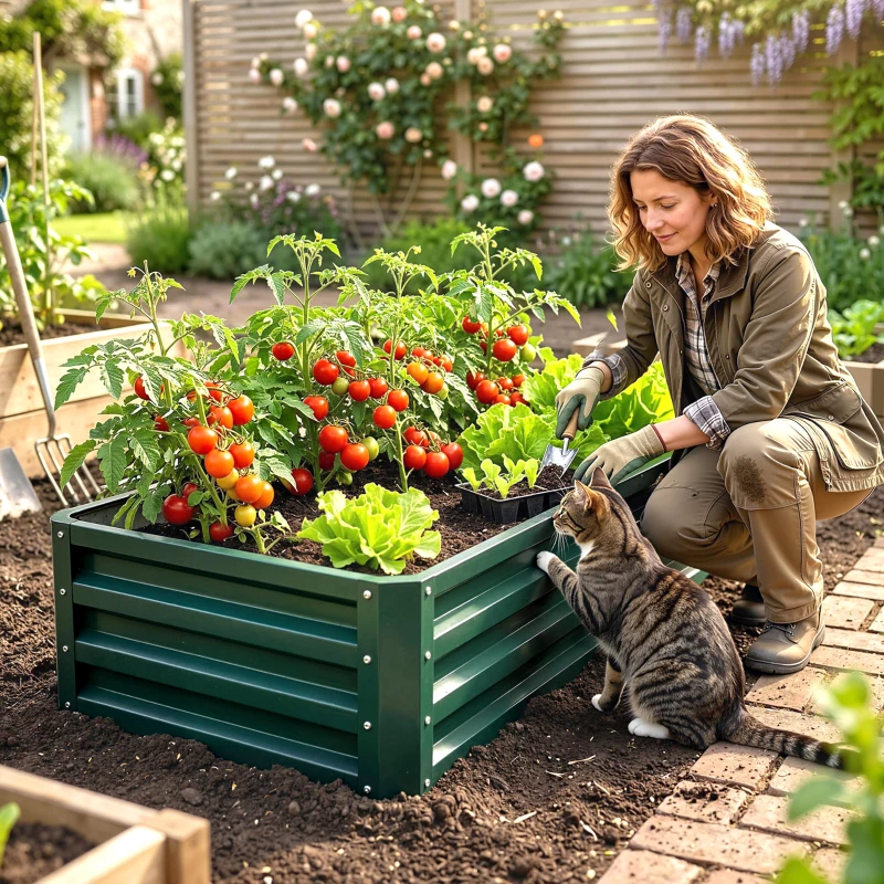 Outsunny Galvanized Raised Garden Bed, Outdoor Planter Box for Vegetables, Flowers, Herbs, 4' x 2' x 1', Dark Green